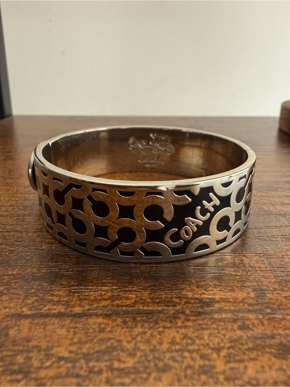 Coach Silver and Black Signature Bangle